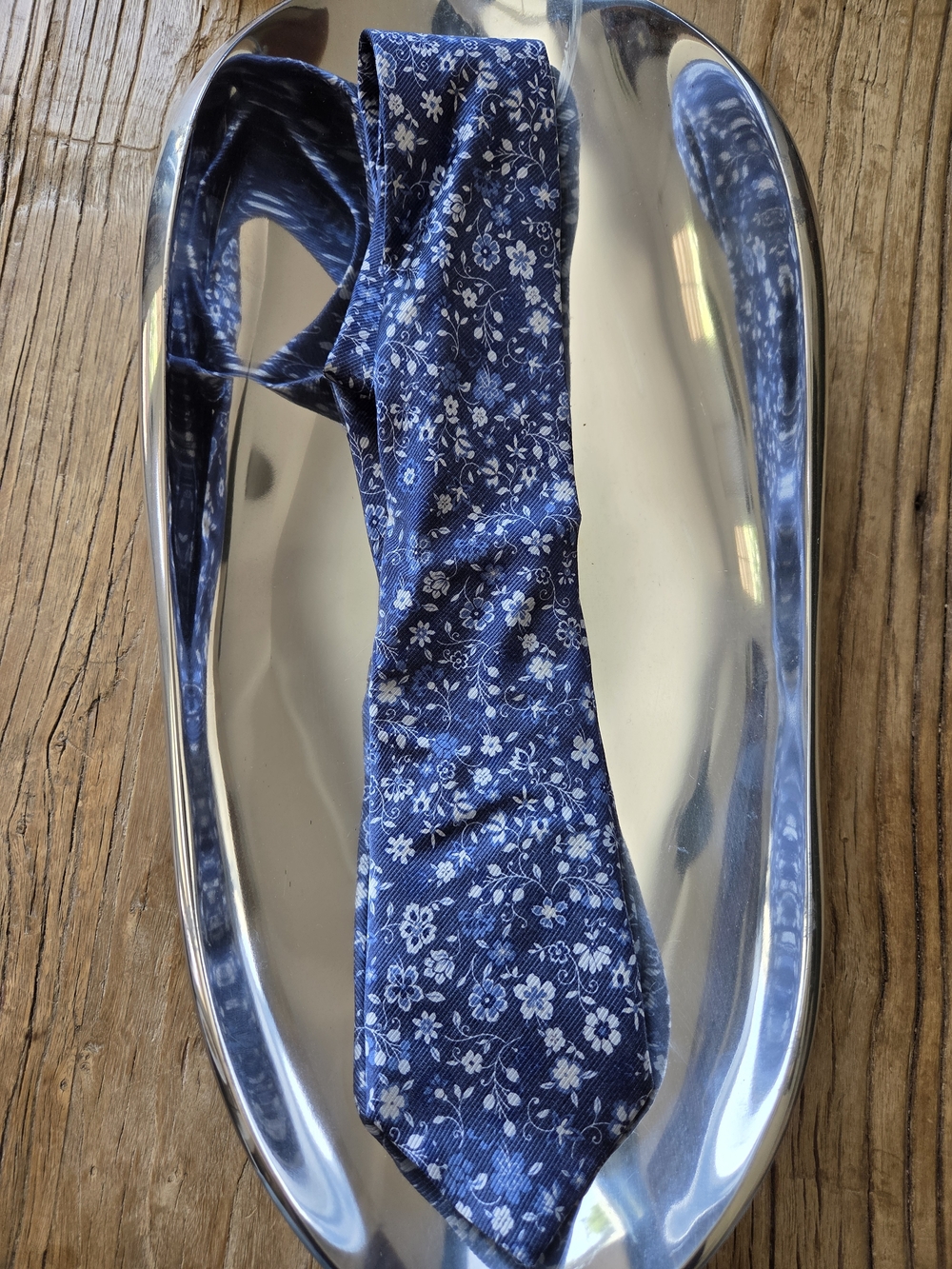 David Donahue Navy Blue Floral Silk Tie